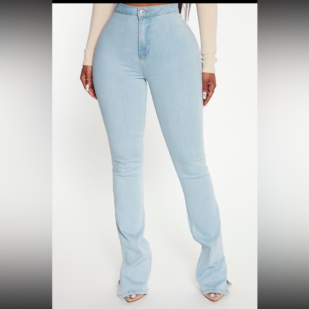 Side Slit Stretch Bootcut Jeans